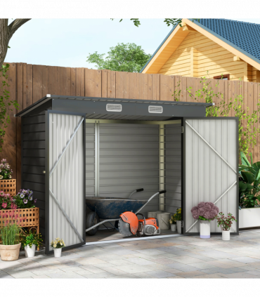 Outsunny 8 x 4FT Metal Garden Storage Shed with Double Doors and 2 Vents, Grey