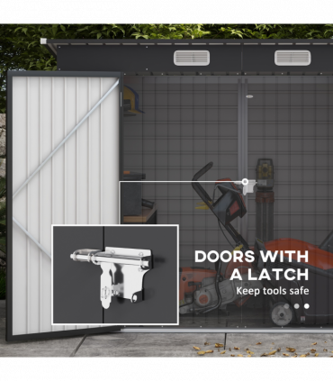Outsunny 8 x 4FT Metal Garden Storage Shed with Double Doors and 2 Vents, Grey