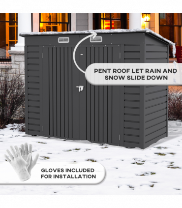 Outsunny 8 x 4FT Metal Garden Storage Shed with Double Doors and 2 Vents, Grey