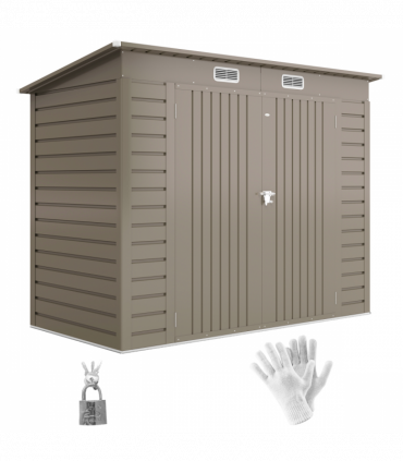 Outsunny 8 x 4FT Metal Garden Storage Shed with Double Doors, Light Grey