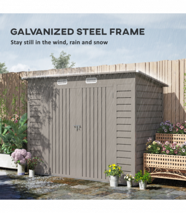 Outsunny 8 x 4FT Metal Garden Storage Shed with Double Doors, Light Grey