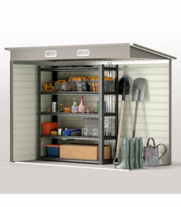 Outsunny 8 x 4FT Metal Garden Storage Shed with Double Doors, Light Grey