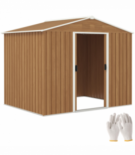 Outsunny 8 x 6ft Garden Storage Shed with Double Door Chocolate Wood Effect