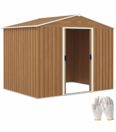 Outsunny 8 x 6ft Garden Storage Shed with Double Door Chocolate Wood Effect