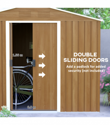 Outsunny 8 x 6ft Garden Storage Shed with Double Door Chocolate Wood Effect