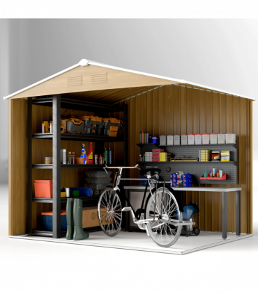 Outsunny 8 x 6ft Garden Storage Shed with Double Door Chocolate Wood Effect