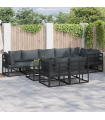 Garden Sofa Set with Cushion 9 pcs Black Aluminium