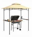 Outsunny 8' x 5' Grill Gazebo, Double Tiered Outdoor BBQ Shelter, Beige