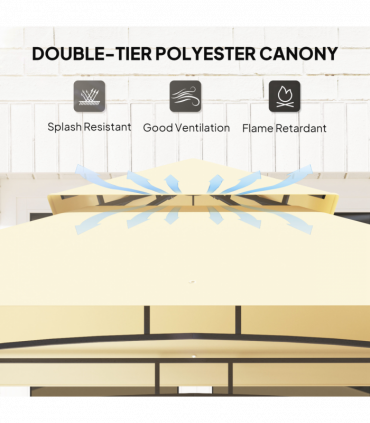 Outsunny 8' x 5' Grill Gazebo, Double Tiered Outdoor BBQ Shelter, Beige