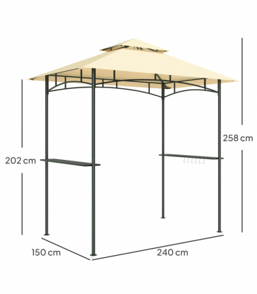Outsunny 8' x 5' Grill Gazebo, Double Tiered Outdoor BBQ Shelter, Beige