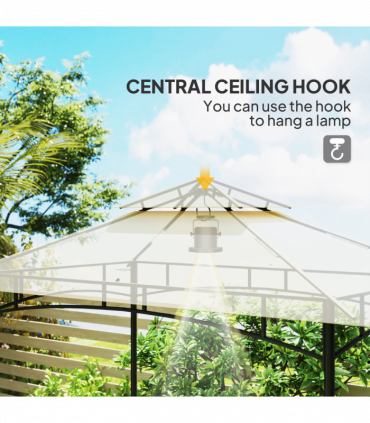 Outsunny 8' x 5' Grill Gazebo, Double Tiered Outdoor BBQ Shelter, Beige