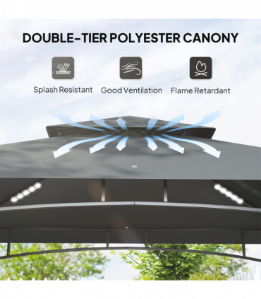 Outsunny 8' x 5' Grill Gazebo, Double Tiered Outdoor BBQ Shelter, Dark Grey