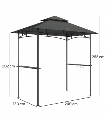Outsunny 8' x 5' Grill Gazebo, Double Tiered Outdoor BBQ Shelter, Dark Grey
