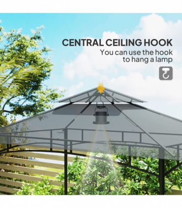 Outsunny 8' x 5' Grill Gazebo, Double Tiered Outdoor BBQ Shelter, Dark Grey