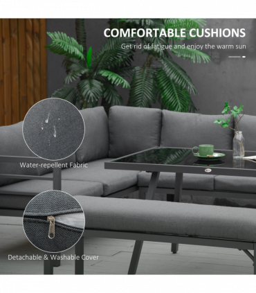 Outsunny 8-Seater Aluminium Garden Dining Sofa Furniture Set with Cushions