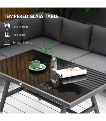 Outsunny 8-Seater Aluminium Garden Dining Sofa Furniture Set with Cushions