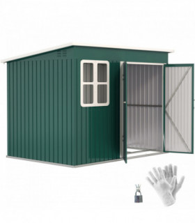 Outsunny 8.5 x 6ft Galvanised Steel Garden Shed with Foundation Kit, Green