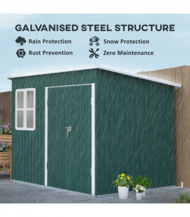 Outsunny 8.5 x 6ft Galvanised Steel Garden Shed with Foundation Kit, Green