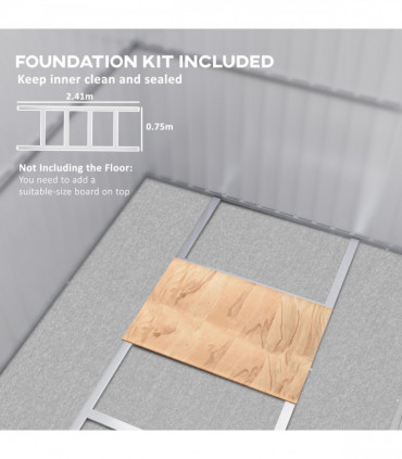 Outsunny 8.5 x 6ft Galvanised Steel Garden Shed with Foundation Kit, Green