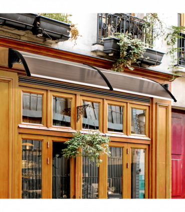 Outsunny 80 L x 195 W x 23 H cm Clear Polycarbonate Curved Awning Black