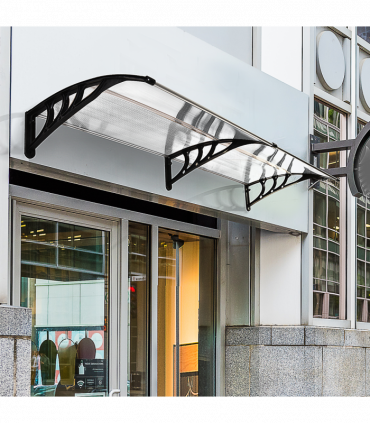 Outsunny 80 L x 195 W x 23 H cm Clear Polycarbonate Curved Awning White