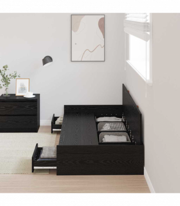 Storage Bed Frame with Drawer Black Oak 80 x 200 cm Engineered wood