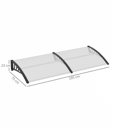 Outsunny 80 L x 195 W x 23 H cm Clear Polycarbonate Curved Awning White