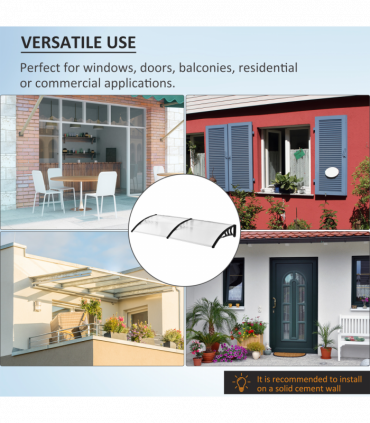 Outsunny 80 L x 195 W x 23 H cm Clear Polycarbonate Curved Awning White