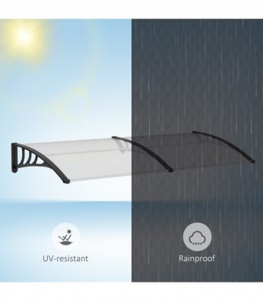 Outsunny 80 L x 195 W x 23 H cm Clear Polycarbonate Curved Awning White