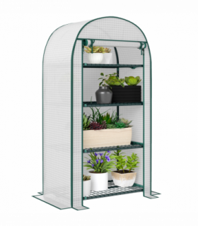 Outsunny 80 x 49 x 160cm Mini Greenhouse Portable Green House with Shelf White