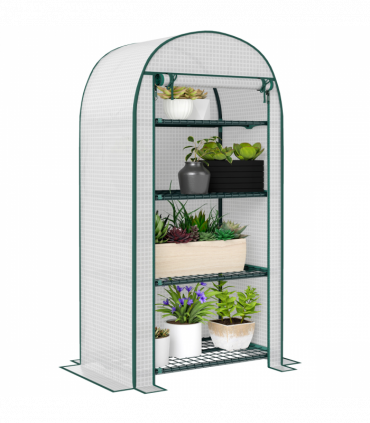Outsunny 80 x 49 x 160cm Mini Greenhouse Portable Green House with Shelf White