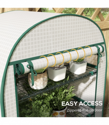 Outsunny 80 x 49 x 160cm Mini Greenhouse Portable Green House with Shelf White