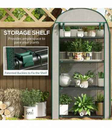 Outsunny 80 x 49 x 160cm Mini Greenhouse Portable Green House with Shelf White