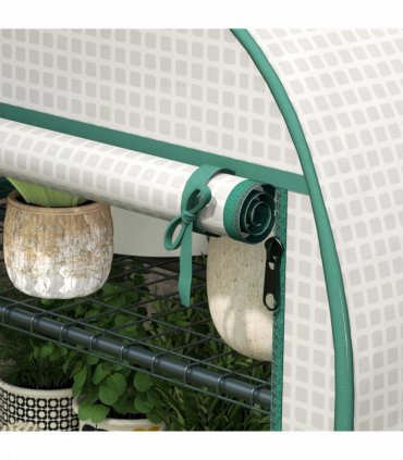 Outsunny 80 x 49 x 160cm Mini Greenhouse Portable Green House with Shelf White