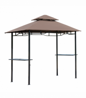 Outsunny 8ft Double-Tier Gazebo Grill Canopy Tent Shelter-Coffee