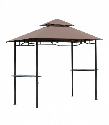 Outsunny 8ft Double-Tier Gazebo Grill Canopy Tent Shelter-Coffee