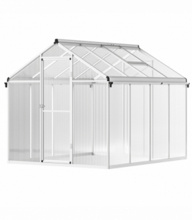 Outsunny 8x6ft Aluminium Greenhouse with/ Door Window Galvanised Base PC Panel