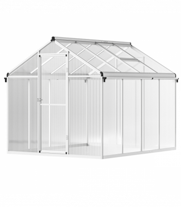 Outsunny 8x6ft Aluminium Greenhouse with/ Door Window Galvanised Base PC Panel
