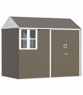 Outsunny 8x6ft Metal Garden Shed Outdoor Storage Shed w/ Doors Window, Grey