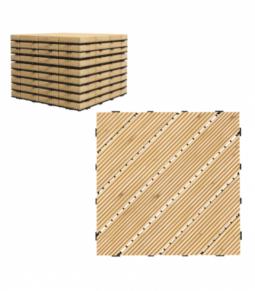 Outsunny 9 Pcs Interlocking Flooring Tiles for Patio, Balcony, Hot Tub, Yellow