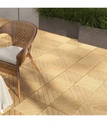 Outsunny 9 Pcs Interlocking Flooring Tiles for Patio, Balcony, Hot Tub, Yellow