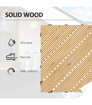 Outsunny 9 Pcs Interlocking Flooring Tiles for Patio, Balcony, Hot Tub, Yellow