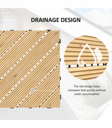 Outsunny 9 Pcs Interlocking Flooring Tiles for Patio, Balcony, Hot Tub, Yellow