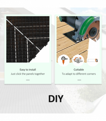 Outsunny 9 Pcs Interlocking Flooring Tiles for Patio, Balcony, Hot Tub, Yellow