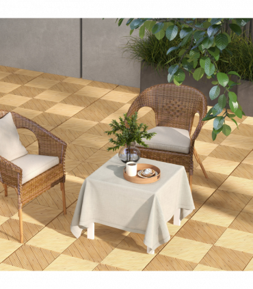 Outsunny 9 Pcs Interlocking Flooring Tiles for Patio, Balcony, Hot Tub, Yellow