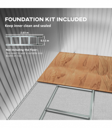 Outsunny 9 x 4FT Metal Garden Storage Shed w/ 2 Door, Light Grey Wood Grain