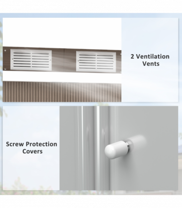 Outsunny 9 x 4FT Metal Garden Storage Shed w/ 2 Door, Light Grey Wood Grain