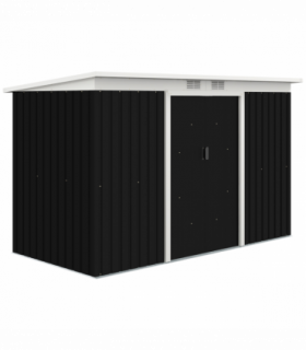Outsunny 9 x 4FT Outdoor Garden Storage Shed w/ 2 Door Galvanised Metal Grey
