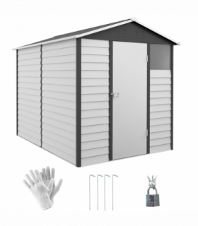 Outsunny 9'x6' Galvanised Metal Garden Shed Tool Storage Shed for Patio Grey