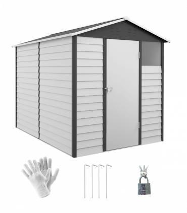 Outsunny 9'x6' Galvanised Metal Garden Shed Tool Storage Shed for Patio Grey